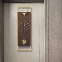 New Chinese Timepiece Hanging Clock Living Room Home Deer Head Decoration Creativity Muted Wood Modern Light Lavish Bedroom Clock