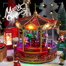 Christmas decorations music boxes birthday gifts girls music boxes rotatable wooden horses ornaments
