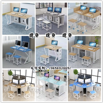 School room micro-machine room computer desk single double practical training exam table steel wood hexagonal table screen customized table
