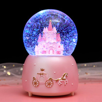 Original New Princess Castle crystal ball music box glowing snow send Childrens Day gifts girls birthday gifts