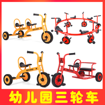 Kindergarten-specific childrens tricycle bicycle outdoor toy car with bucket can bring people to preschool education double stroller