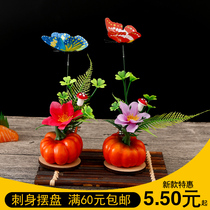 Hotel restaurant plate decoration flowers and plants kitchen pan flower artistic conception plate decoration cold plate decoration SAB lamp decoration decoration