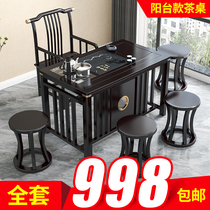 Balcony tea table and chair combination new Chinese style simple modern small apartment coffee table tea set set one small household tea table