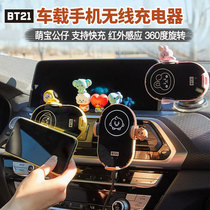BT21 bulletproof Youth League doll car mobile phone wireless charger fast charging car with infrared induction bracket