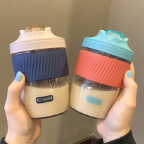 Suction tube cup milk tea cup household Cup girl life cute ins Wind high face value double drink cup plastic summer water bottle