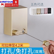 Invisible telescopic clothesline non-punching bathroom drying rack indoor shrinkage clothes balcony drying cool clothes double