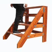 Mobile stair attic straight ladder bench solid wooden ladder stage ladder platform with handrail ladder bench bench ladder customization