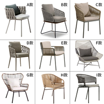  Outdoor rattan chair Rattan chair Designer leisure balcony courtyard Garden rattan chair combination Fashion art restaurant rattan chair
