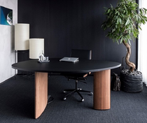 Solid wood minimalist Profiled Desk Personality Designer Oval Talks Table Creative All Solid Wood Home Big Table