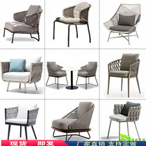 Nordic outdoor table and table rattan chair Three sets of combined casual balcony table and chairs designer soft-mounted single patio furniture