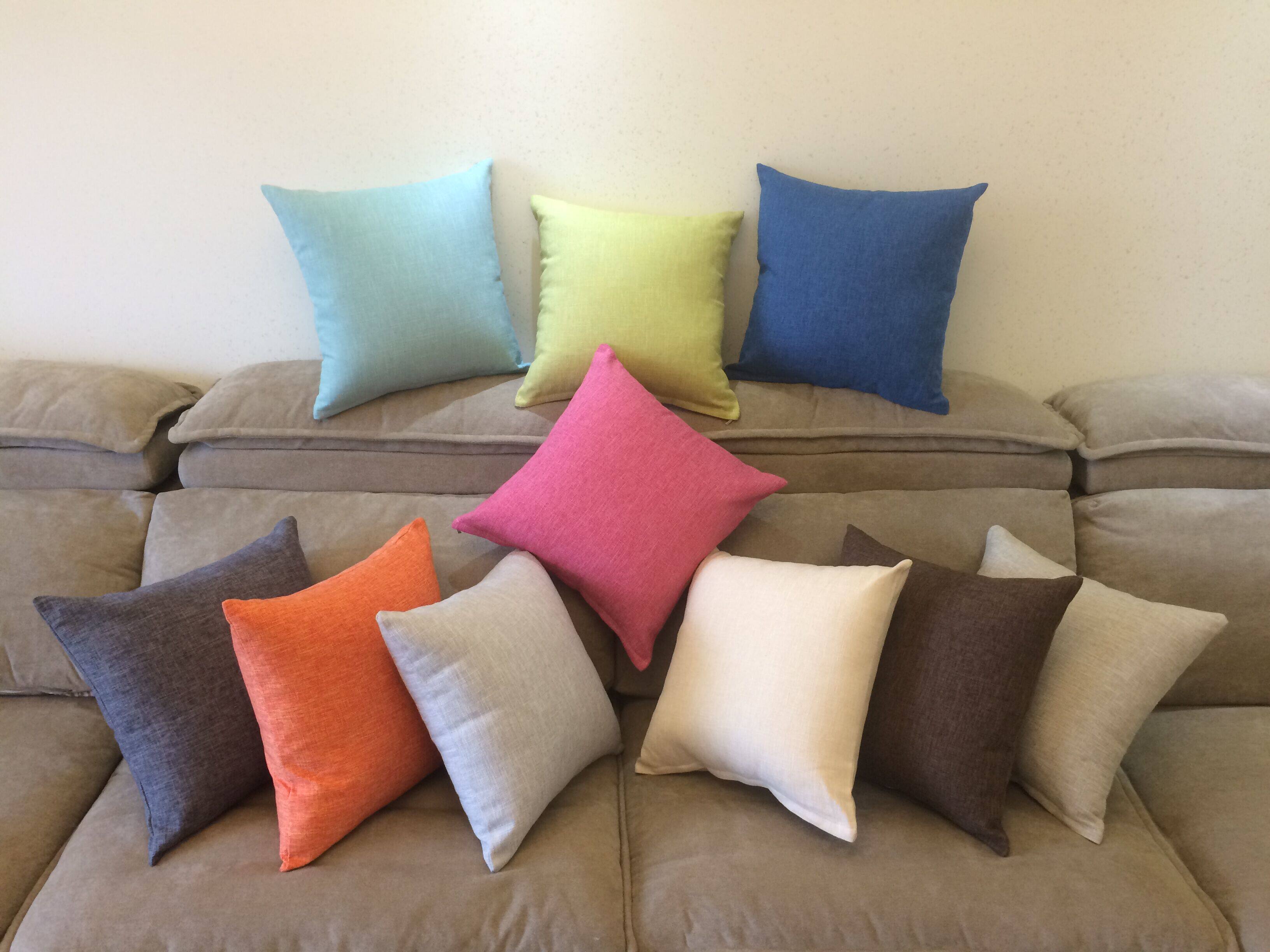 加厚亚麻布艺简约纯色沙发靠垫抱枕套办公室靠背大号午睡靠枕腰枕