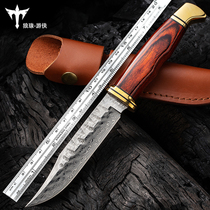 Wolf Damascus steel knife saber outdoor survival knife knife knife sharp high hardness knife self-defense Tibetan knife