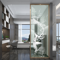 Modern simple art tempered glass living room screen partition wall light luxury frosted toilet aisle custom