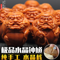 Zhoushan nuclear carving olive kernel carving pure handmade fine craftsmanship crystal Zhong Kui hand string wenwan men and women bracelet