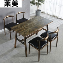 Snack bar fast food table and chair combination economy canteen restaurant noodle restaurant restaurant hamburger shop net red milk tea shop table and chair
