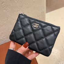 Genuine Leather Zero Wallet Woman Small Crowdfish Caviar Card Bag Documents Money Clip Integrated Mouth Red Bag Fashion Zipper Key Bag