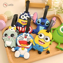 Travel portable boarding tag box Cartoon creative silicone luggage tag check tag identification anti-lost listing