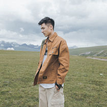 Japanese ins Tide brand tooling jacket mens spring and autumn High Street retro loose coat plus size mens casual top