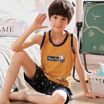 Child Sleepwear Summer Boy Thin boy Boy Pure Cotton Sleeveless Family Residence summer CUHK Scout vest 12 years 15