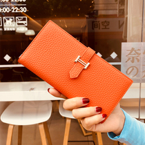 2021 new explosive minimalist lady ultra slim genuine leather long purse small crowdsourced design Jane about leather wallet mobile phone zero wallet