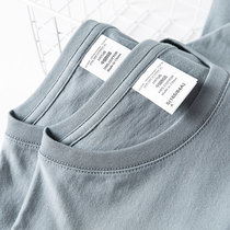 Full of comfort haze blue 200g heavy cotton short-sleeved summer new thick impermeable t-shirt top