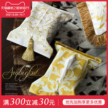 Fan Ju attitude Pearl European light luxury plush car tissue box living room tissue towel bag cloth art paper box