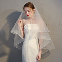 Korean Bridal Veil female super fairy double modeling wedding dress headdress Mori wedding short headdress