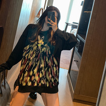 Spring and Autumn Thin Sweater Women Graffiti chic Hong Kong Flavor 2021 Early Autumn New Top Design Loose Korean Jacket