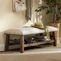 American solid wood shoe stool home door shoe cabinet wearing shoes stool Nordic modern entrance stool sofa stool storage shoe rack