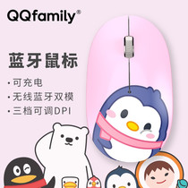 QQfamily wireless mouse mute silent rechargeable Bluetooth QQ mouse office boys and girls cute suitable for Apple macbook Huawei Lenovo Xiaomi laptop Universal