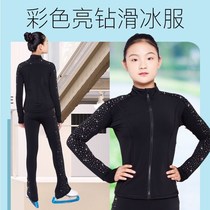 Light luxury skating clothes girl Four Seasons thin velvet color diamond figure skating pants children summer training suit 0831m