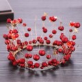 Children's crown headdress princess girl red crown crystal festive handmade headband girl birthday dress hair accessories
