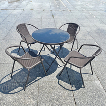 Outdoor milk tea shop door Commercial outside swing small round table and chair combination convenience store Outdoor Outdoor Leisure iron folding