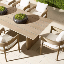 Outdoor table and chairs patio outdoor imported modern simplicity Nordic Chinese oriental grapefruit full solid wood long table large table