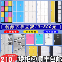  Staff iron dressing cabinet Steel color dormitory storage bag storage multi-door shoe cabinet Stainless steel bathroom cleaning cupboard