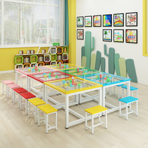  Glass kindergarten painting table Art table Student tutoring tutoring training course Desks and chairs Classroom Calligraphy studio table