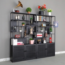 Wrought floor screen partition living room shelf multi-layer bookshelf display stand partition rack bar cabinet red wine rack