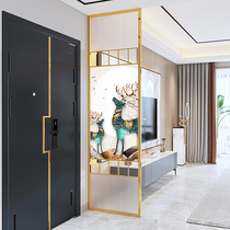  Light luxury wrought iron stainless steel screen entrance door entrance Living room Changhong glass metal bathroom sink partition
