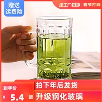 Household tea cup glass with thick heat-resistant explosion-proof large-capacity living room simple tea drinking cup set