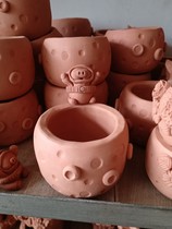 Pure hand-made vegetarian plant pot space planet pig pig