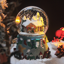 Christmas crystal ball rotating music box tree floating snowflakes music box girls children Christmas gifts