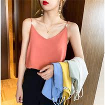 Black camisole female summer with loose base shirt ins tide sexy sleeveless solid color short top wear