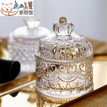 French relief vintage crystal dried fruit food glass candy jar jewelry storage box storage jar ornament sugar jar