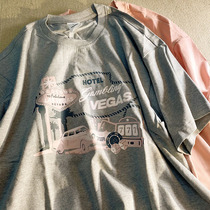 Japanese port wind vintage short-sleeved t-shirt womens 2021 loose Korean ins tide Harajuku style chic port flavor top