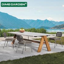 Outdoor Table Chairs Combined Casual Patio Dining Room Design Terrace Hotel Milk Tea Garden Vines Outdoor Nordic Teak Wood