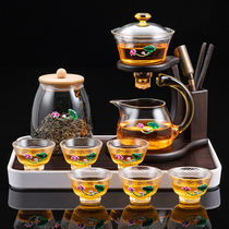 Glass lazy automatic tea set set household tea artifact magnetic induction teapot high-end light luxury kung fu tea cup