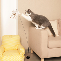 Self-Hi hand-held play Cat stick feathers bite-Resistant Belt Bell suction cup wire replacement head cat toy to ease boredom
