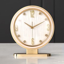 Alloy leather clock living room table table table table watch modern light luxury ornaments home creative desk clock personality clock