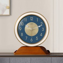 New Chinese solid wood silent clock home desktop clock desktop clock living room porch decoration atmospheric clock