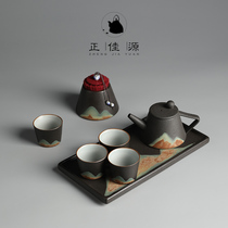 Zhengjiayuan Japanese style simple coarse pottery tea set home kung fu tea set set set